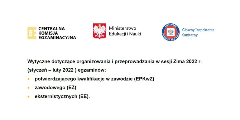 Wytyczne dotyczące organizowania i przeprowadzania egzaminów w sesji Zima 2022 r.
